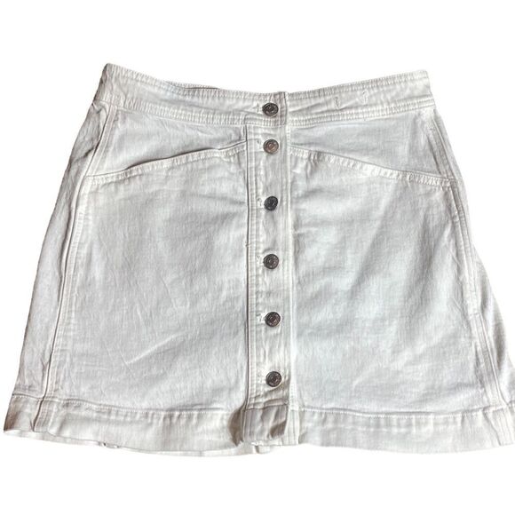 Madewell mini skirt denim A line in tile white: button front edition size 8 y2k - Picture 1 of 10